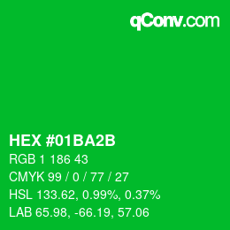 カラーコード: HEX #01BA2B | qconv.com
