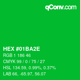 Color code: HEX #01BA2E | qconv.com