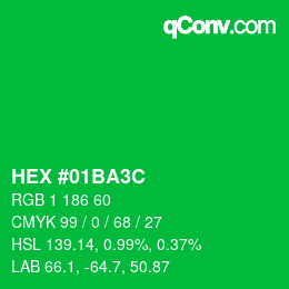 カラーコード: HEX #01BA3C | qconv.com