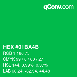 Color code: HEX #01BA4B | qconv.com