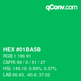 Color code: HEX #01BA5B | qconv.com