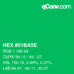 Farbcode: HEX #01BA5E | qconv.com