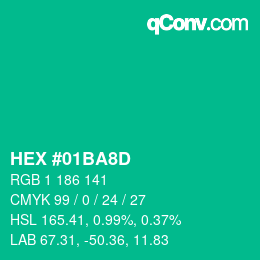 Color code: HEX #01BA8D | qconv.com
