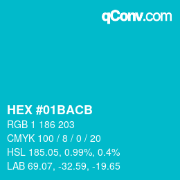 Color code: HEX #01BACB | qconv.com