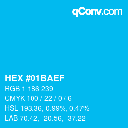 Color code: HEX #01BAEF | qconv.com