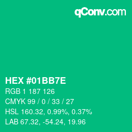 Color code: HEX #01BB7E | qconv.com