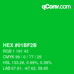 Color code: HEX #01BF2B | qconv.com