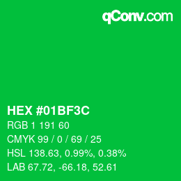 Color code: HEX #01BF3C | qconv.com