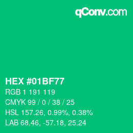 Color code: HEX #01BF77 | qconv.com