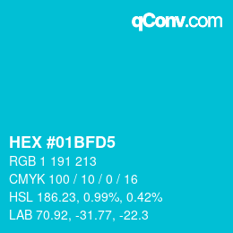 Color code: HEX #01BFD5 | qconv.com