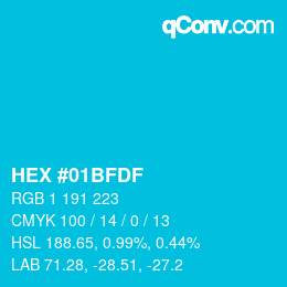 Color code: HEX #01BFDF | qconv.com