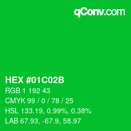 Color code: HEX #01C02B | qconv.com