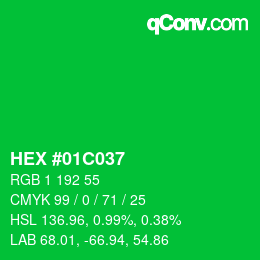 Color code: HEX #01C037 | qconv.com