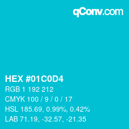 Color code: HEX #01C0D4 | qconv.com