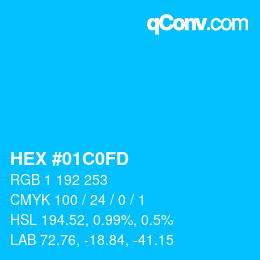 Color code: HEX #01C0FD | qconv.com