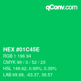 Color code: HEX #01C45E | qconv.com