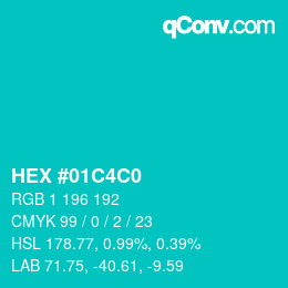 Color code: HEX #01C4C0 | qconv.com