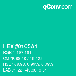 カラーコード: HEX #01C5A1 | qconv.com