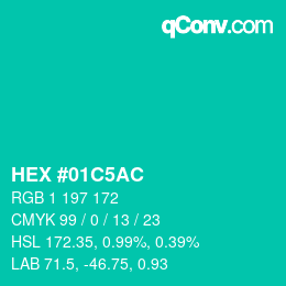 Color code: HEX #01C5AC | qconv.com