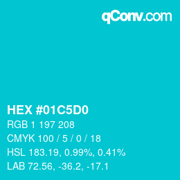 Color code: HEX #01C5D0 | qconv.com