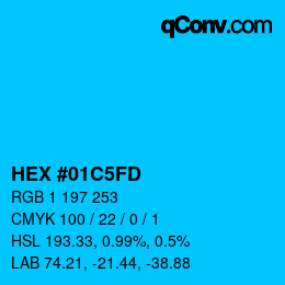 カラーコード: HEX #01C5FD | qconv.com