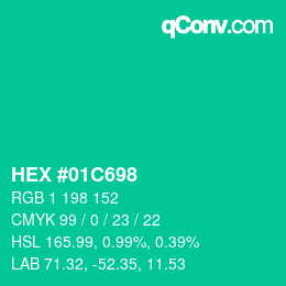 Color code: HEX #01C698 | qconv.com