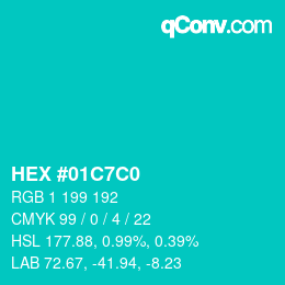 Color code: HEX #01C7C0 | qconv.com