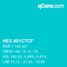 Color code: HEX #01C7CF | qconv.com