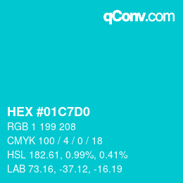 カラーコード: HEX #01C7D0 | qconv.com