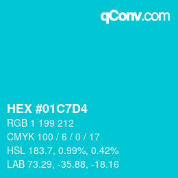 Color code: HEX #01C7D4 | qconv.com