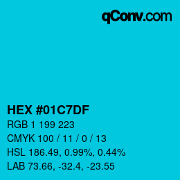 Color code: HEX #01C7DF | qconv.com