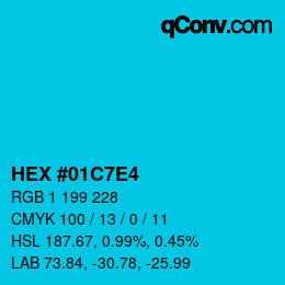 カラーコード: HEX #01C7E4 | qconv.com