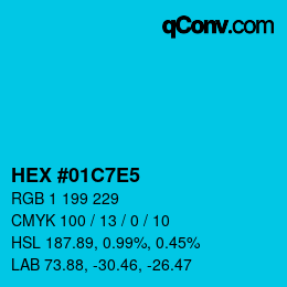 カラーコード: HEX #01C7E5 | qconv.com