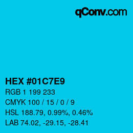 カラーコード: HEX #01C7E9 | qconv.com
