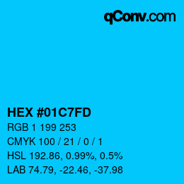 Color code: HEX #01C7FD | qconv.com