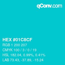 Color code: HEX #01C8CF | qconv.com
