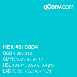 Color code: HEX #01C8D4 | qconv.com
