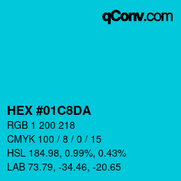 Color code: HEX #01C8DA | qconv.com