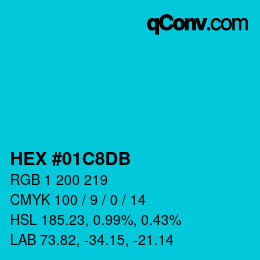 カラーコード: HEX #01C8DB | qconv.com