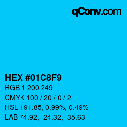 カラーコード: HEX #01C8F9 | qconv.com