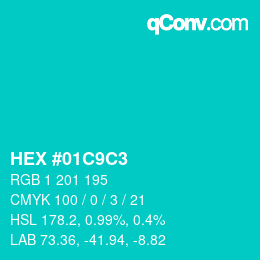Color code: HEX #01C9C3 | qconv.com