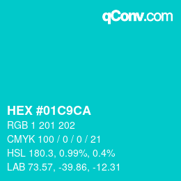 Color code: HEX #01C9CA | qconv.com