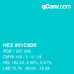 Color code: HEX #01C9D0 | qconv.com