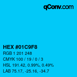 Color code: HEX #01C9F8 | qconv.com