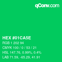 Código de color: HEX #01CA5E | qconv.com