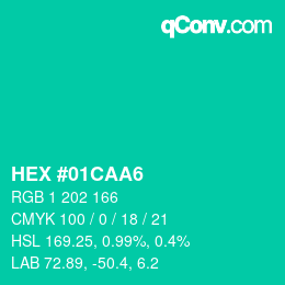 Color code: HEX #01CAA6 | qconv.com