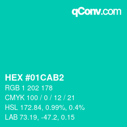 Color code: HEX #01CAB2 | qconv.com
