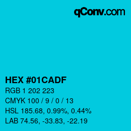 Color code: HEX #01CADF | qconv.com