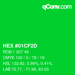 Color code: HEX #01CF2D | qconv.com