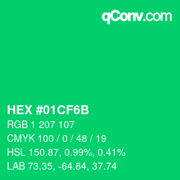 カラーコード: HEX #01CF6B | qconv.com